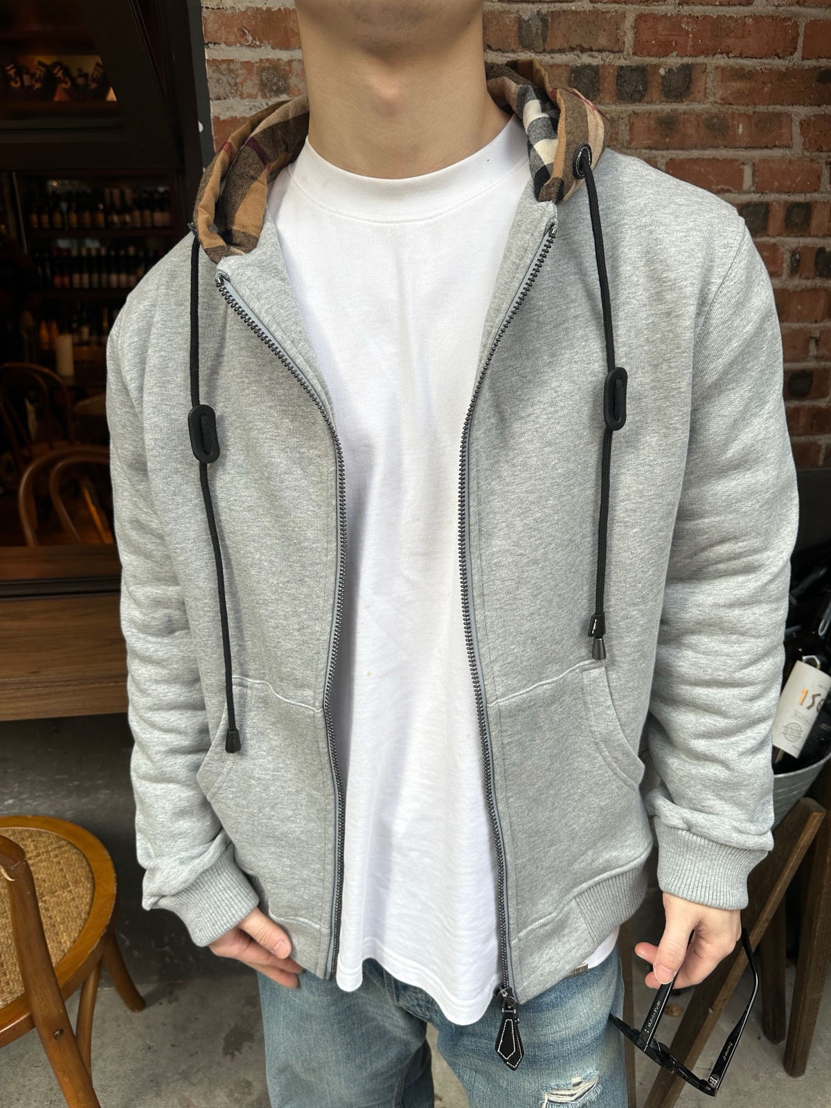 Burberry Vintage Check Hood Lined Full Zip Hoodie