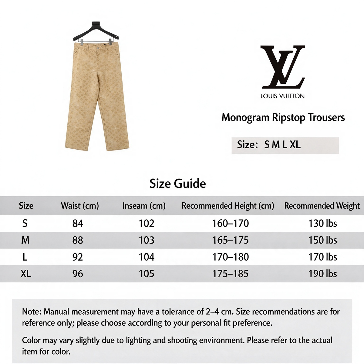 Luxury Monogram Grid Print Straight Leg Trousers Casual Streetwear Pants Unisex Khaki