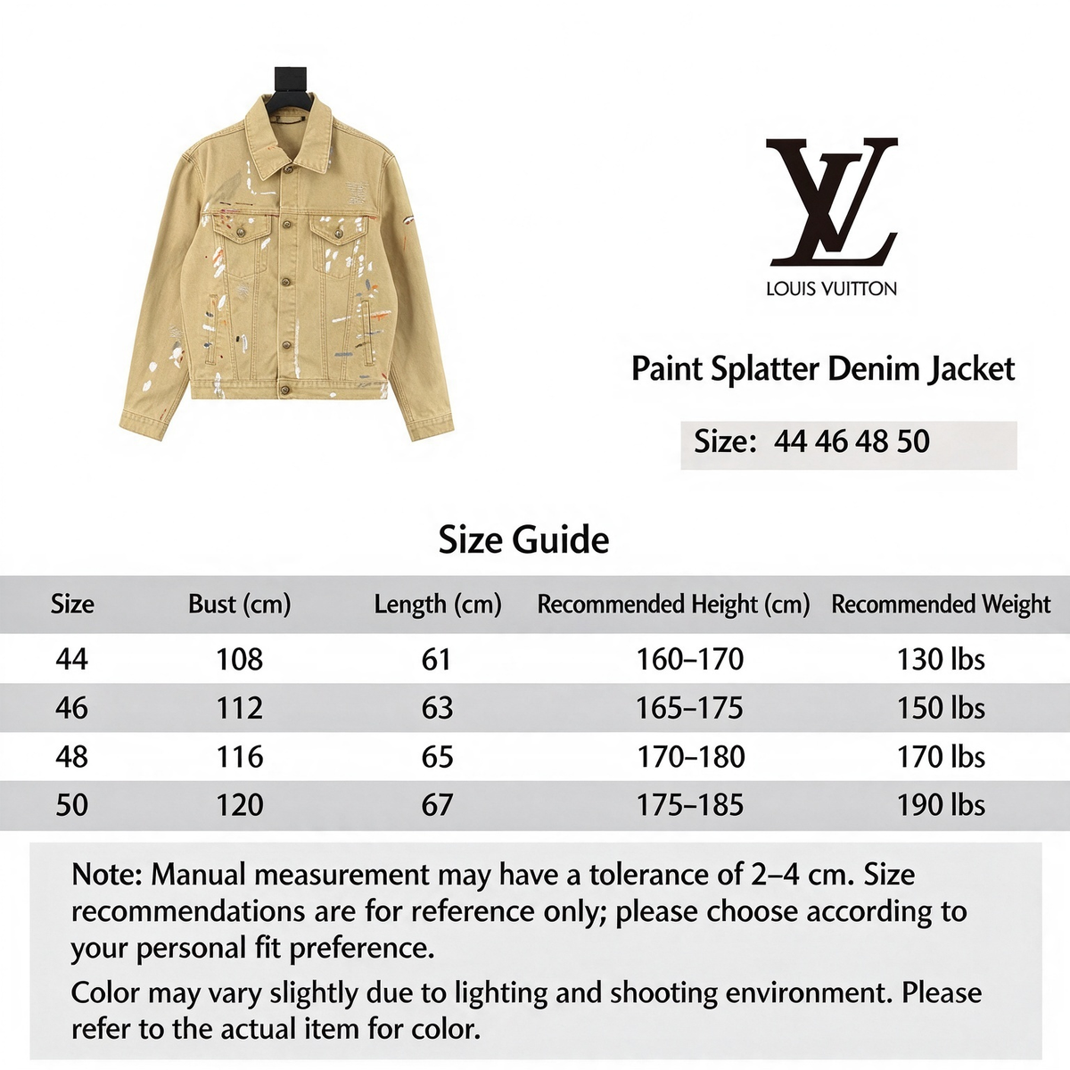 Louis Vuitton Paint Splatter Trucker Jacket Unisex Luxury Distressed Denim Coat Khaki