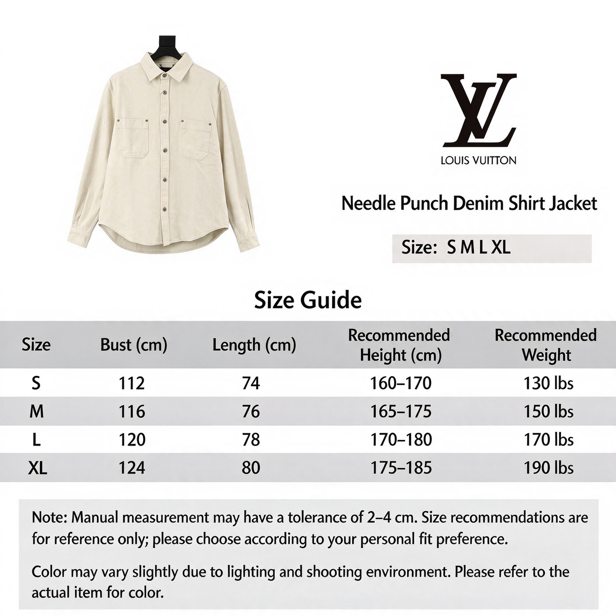 LV Distressed Jacquard Long Sleeve Work Shirt Casual Oversized Shirt Unisex Cream Off White