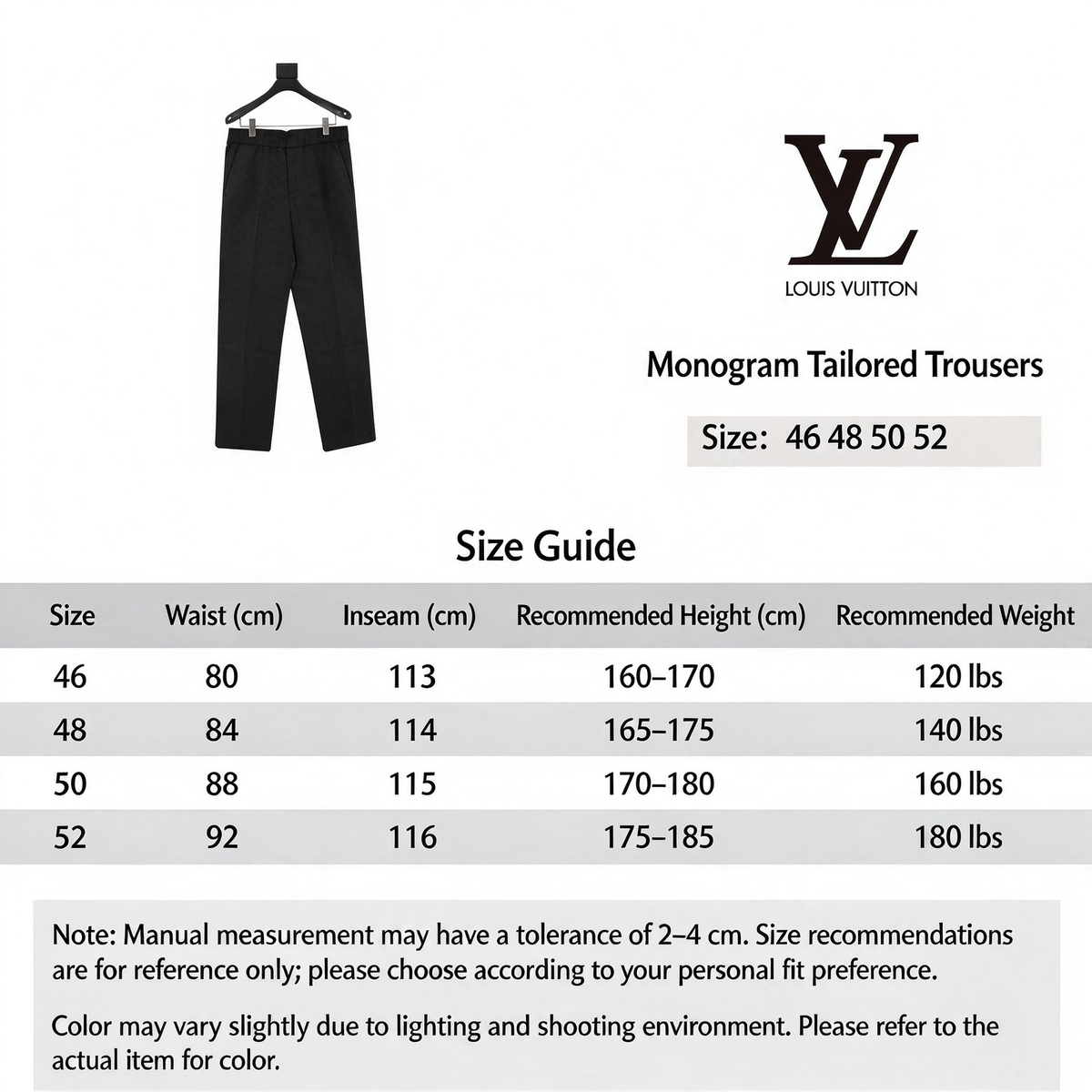 LV Black Allover Monogram Jacquard Straight Leg Pants Unisex Designer Trousers