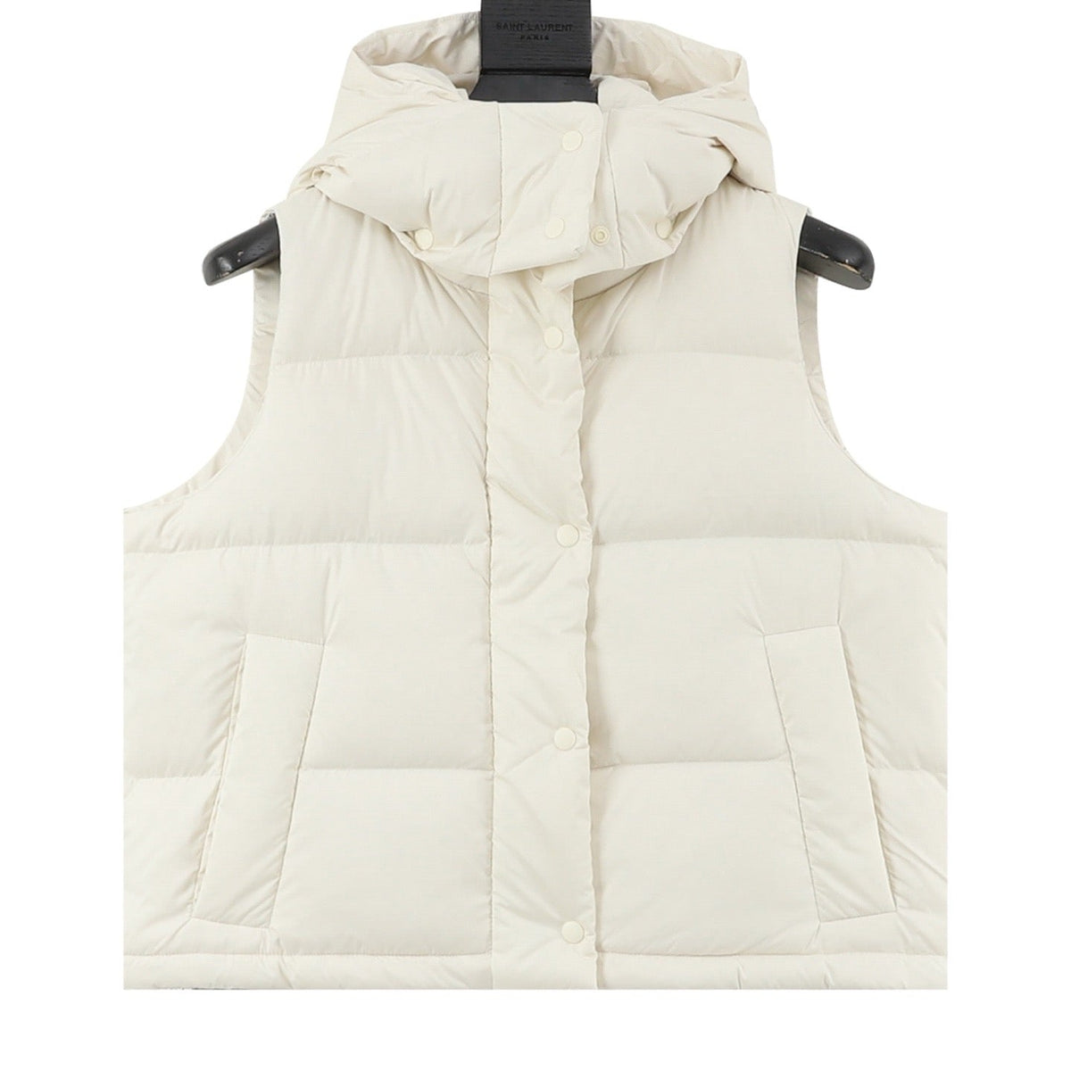 Lululemon Quilted Hood Puffer Vest Snap Button Sleeveless Warm Gilet Unisex White