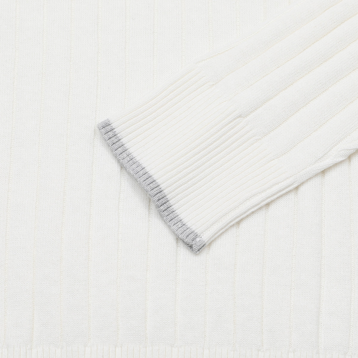 Bottega Veneta White Vertical Ribbed Crew Neck Long Sleeve Knit Top
