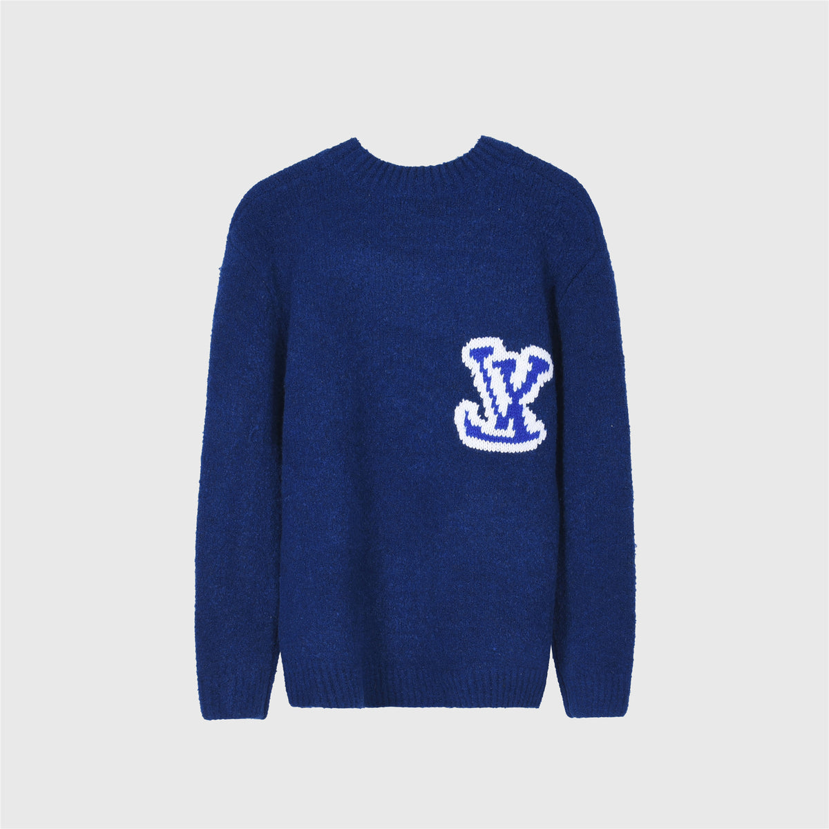 Louis Vuitton LV Logo Crew Neck Knit Sweater –Blue