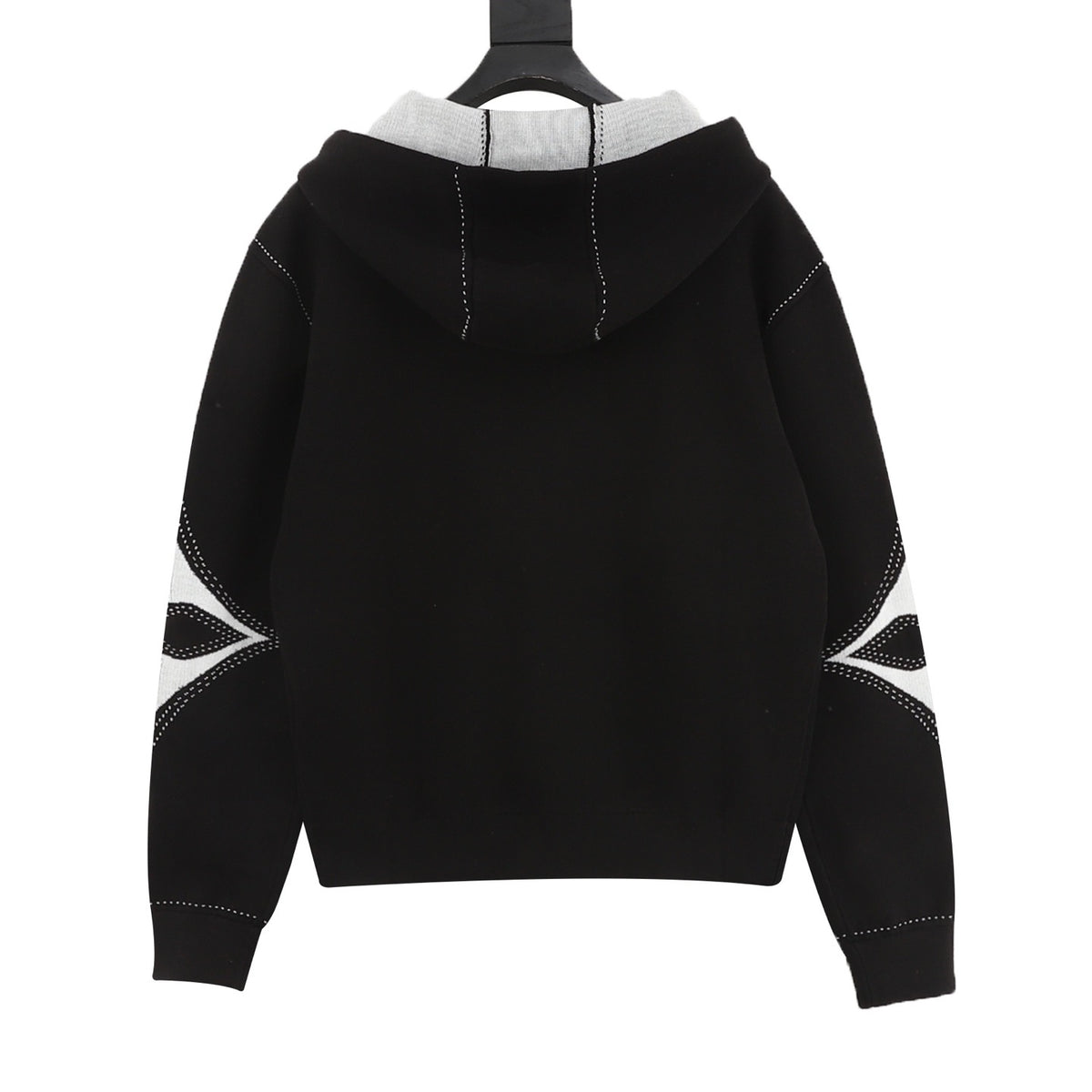 LV Contrast Stitch Embroidery Zip Hoodie Oversized Full Zip Jacket Sweatshirt Navy Unisex Black