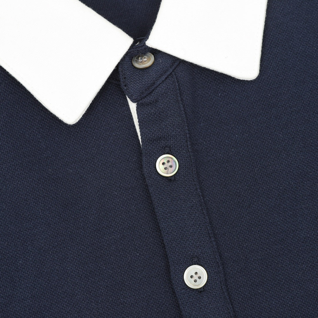 Thom Browne Whale Motif 4-Bar Long Sleeve Polo Shirt men – Navy