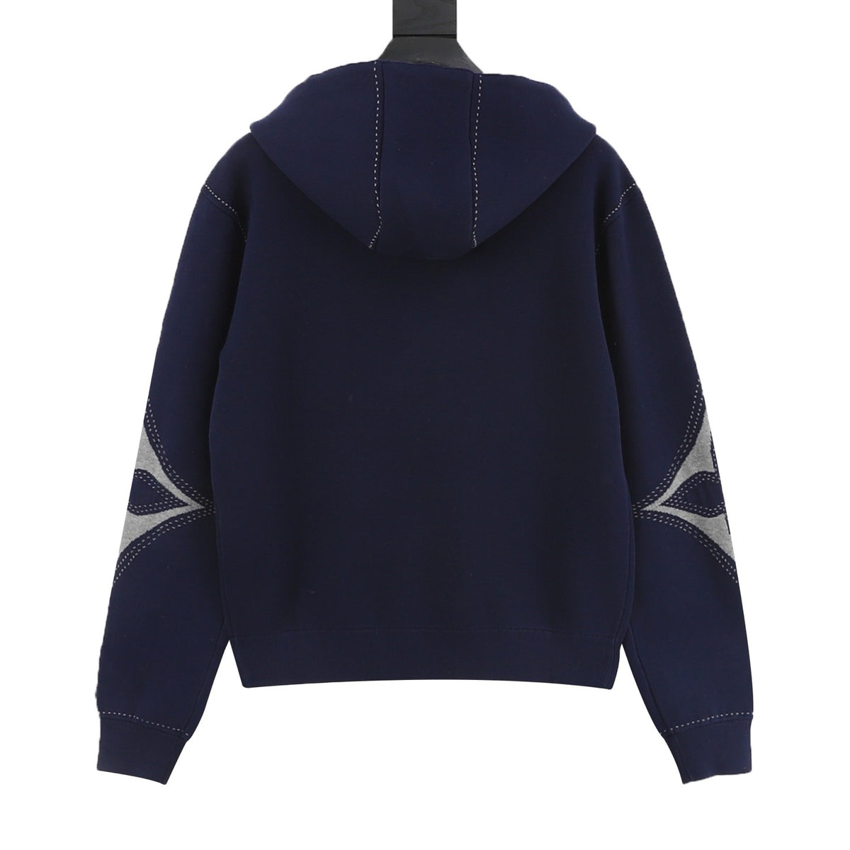 LV Contrast Stitch Embroidery Zip Hoodie Oversized Full Zip Jacket Sweatshirt Navy Unisex Blue（副本）