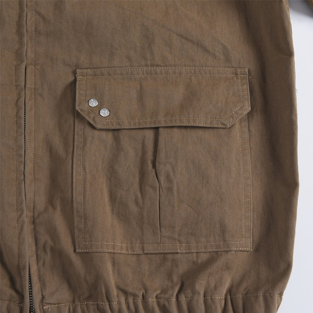 Stone Island Khaki Field Jacket Men Zip Up Collared Overshirt Compass Badge