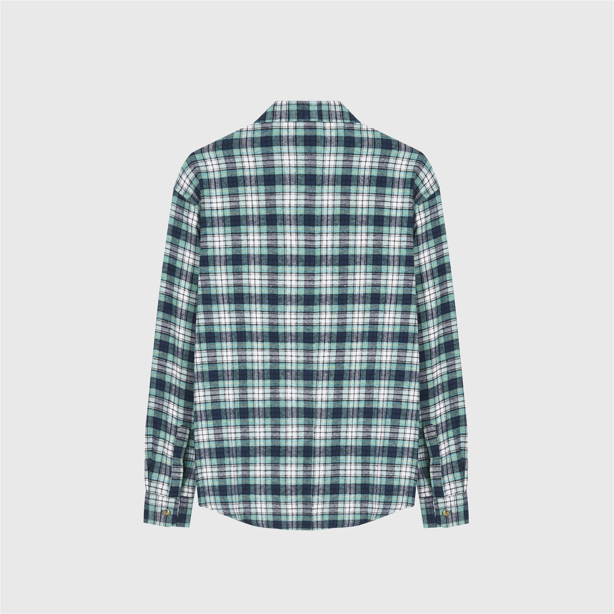 CELINE Plaid Western Shirt – Long Sleeve with Snap Buttons Unisex& Chest Pockets Green Blue