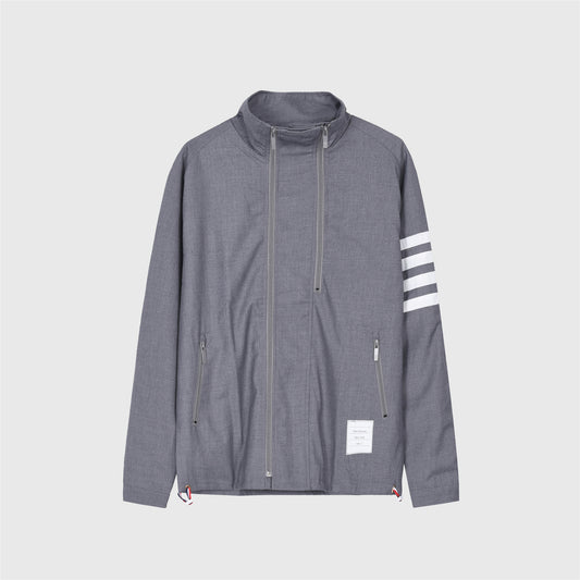 Thom Browne Medium Grey 4-Bar Double Zipper Stand Collar Jacket Unisex