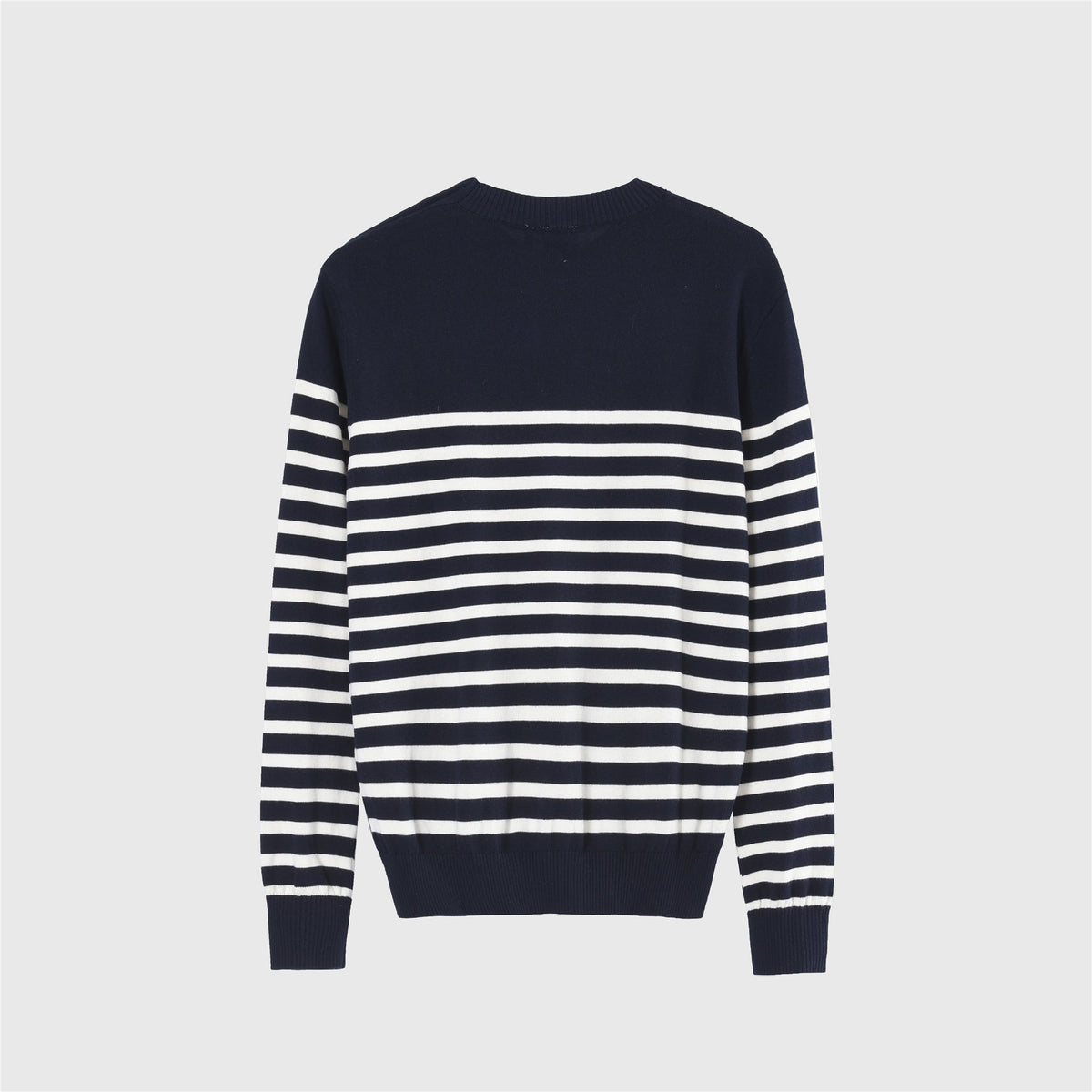 Dior Logo Striped Crew Neck Long Sleeve Knit Sweater Unisex Navy & White Striped