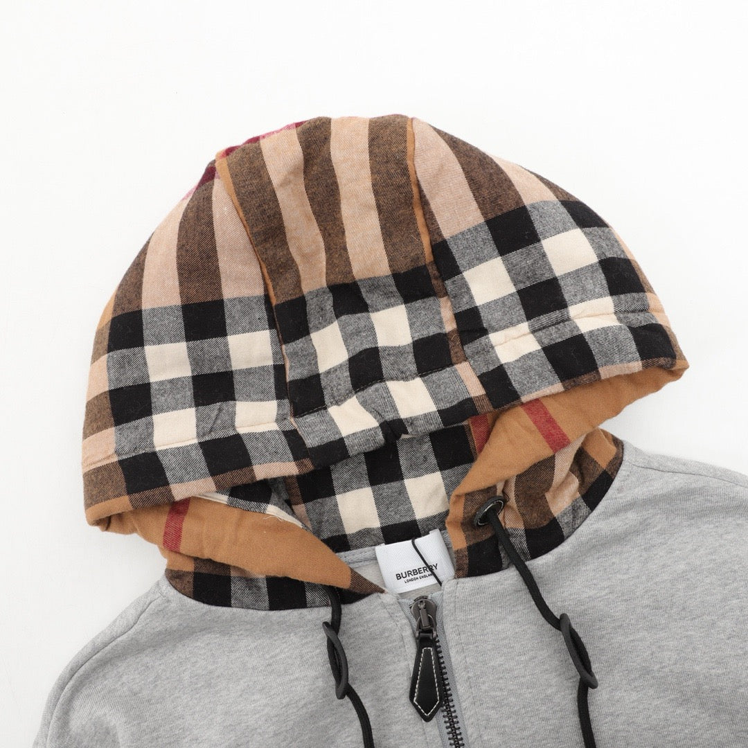 Burberry Vintage Check Hood Lined Full Zip Hoodie