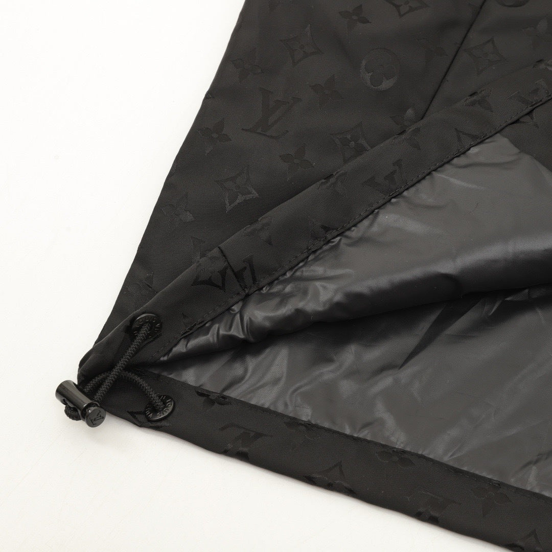 Louis Vuitton Black Monogram Hooded Windbreaker All Over Jacquard LV Jacket