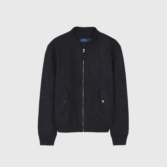 Polo Ralph Lauren Black Suede Effect Bomber Jacket Small Pony Logo Unisex