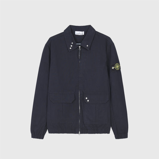 Stone Island Navy Field Jacket Unisex Zip Up Collared Overshirt Compass Badge
