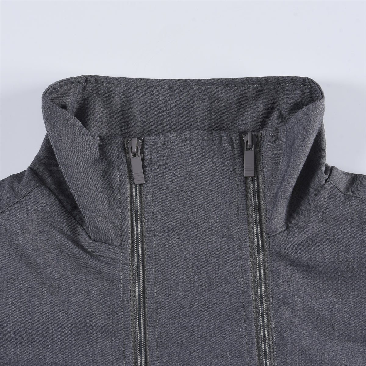 Thom Browne Medium Grey 4-Bar Double Zipper Stand Collar Jacket Unisex