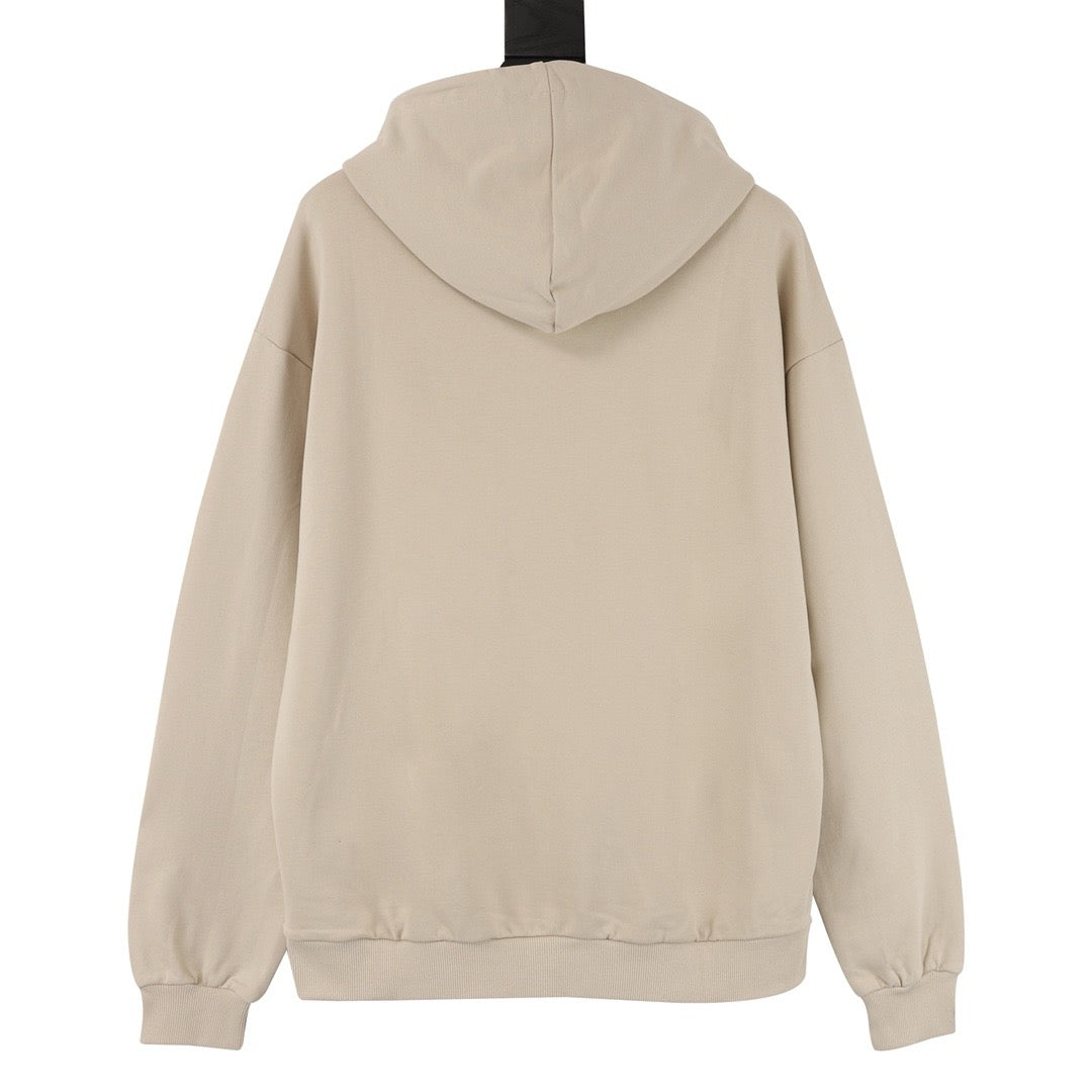 Celine Logo Print Pullover Hoodie Unisex Beige