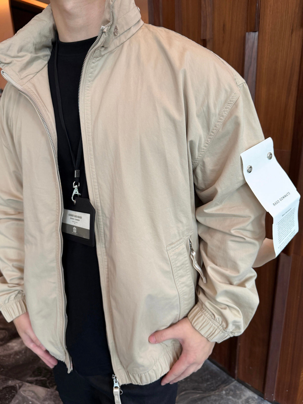 Stone Island Cream Casual Stand Collar Windbreaker Jacket Men Women
