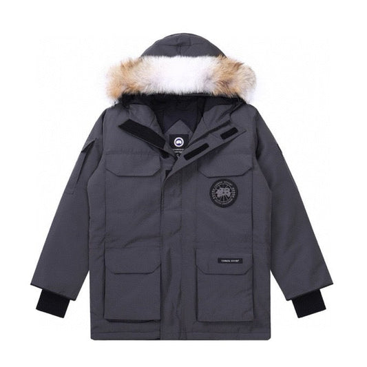 Canada Goose Expedition Grey Black Logo Winter Parka Men Women