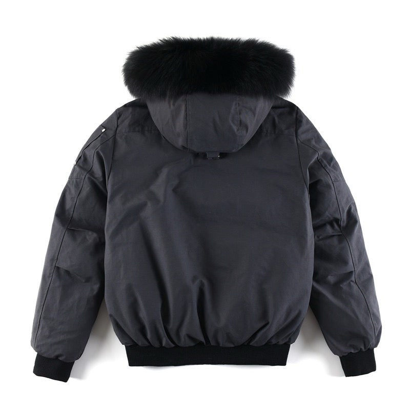 Moose Knuckles Ballistic Grey Short Bomber Parka Men Women