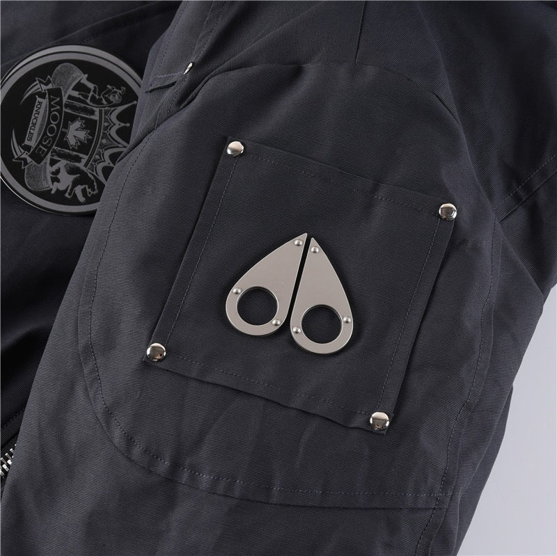 Moose Knuckles Ballistic Grey Short Bomber Parka Men Women
