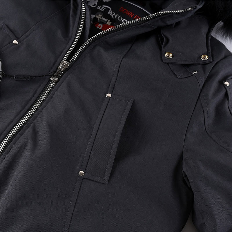 Moose Knuckles Ballistic Grey Short Bomber Parka Men Women