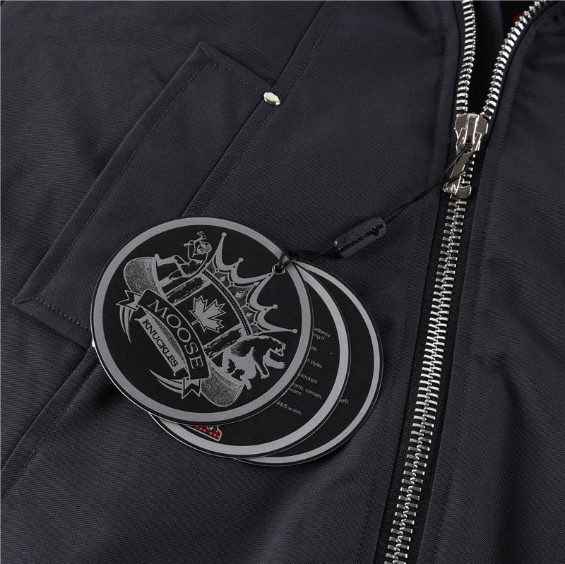 Moose Knuckles Ballistic Grey Short Bomber Parka Men Women