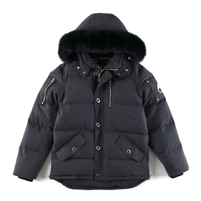 Moose Knuckles 3Q Dark Grey Quilted Winter Parka Men Women