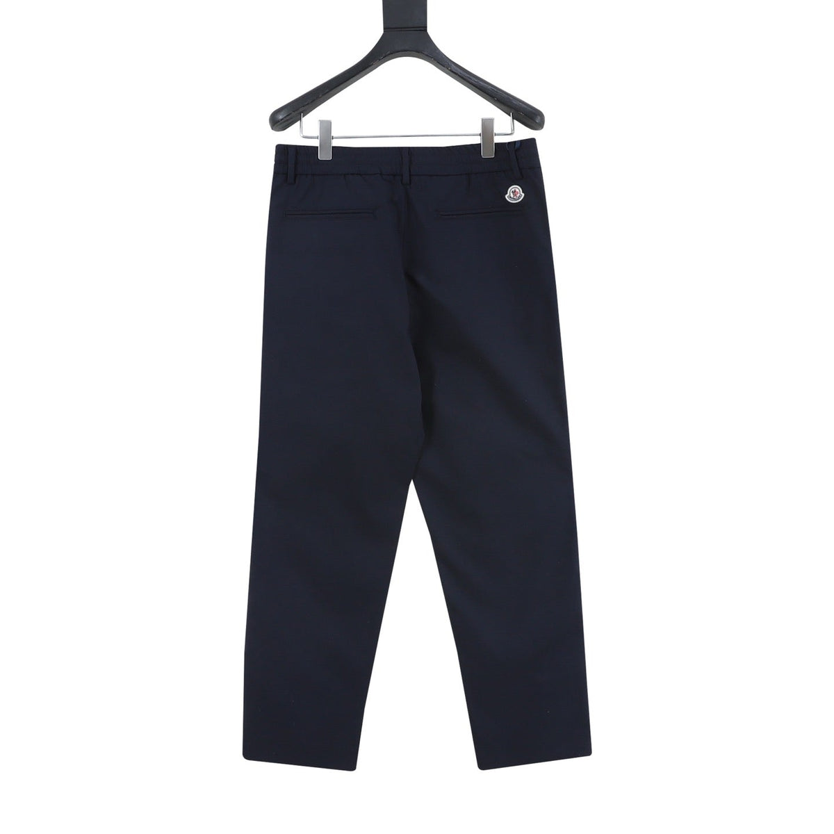 Moncler Men's Side Stripe Cotton Blend Straight Leg Trousers Luxury Casual Pants Navy/White
