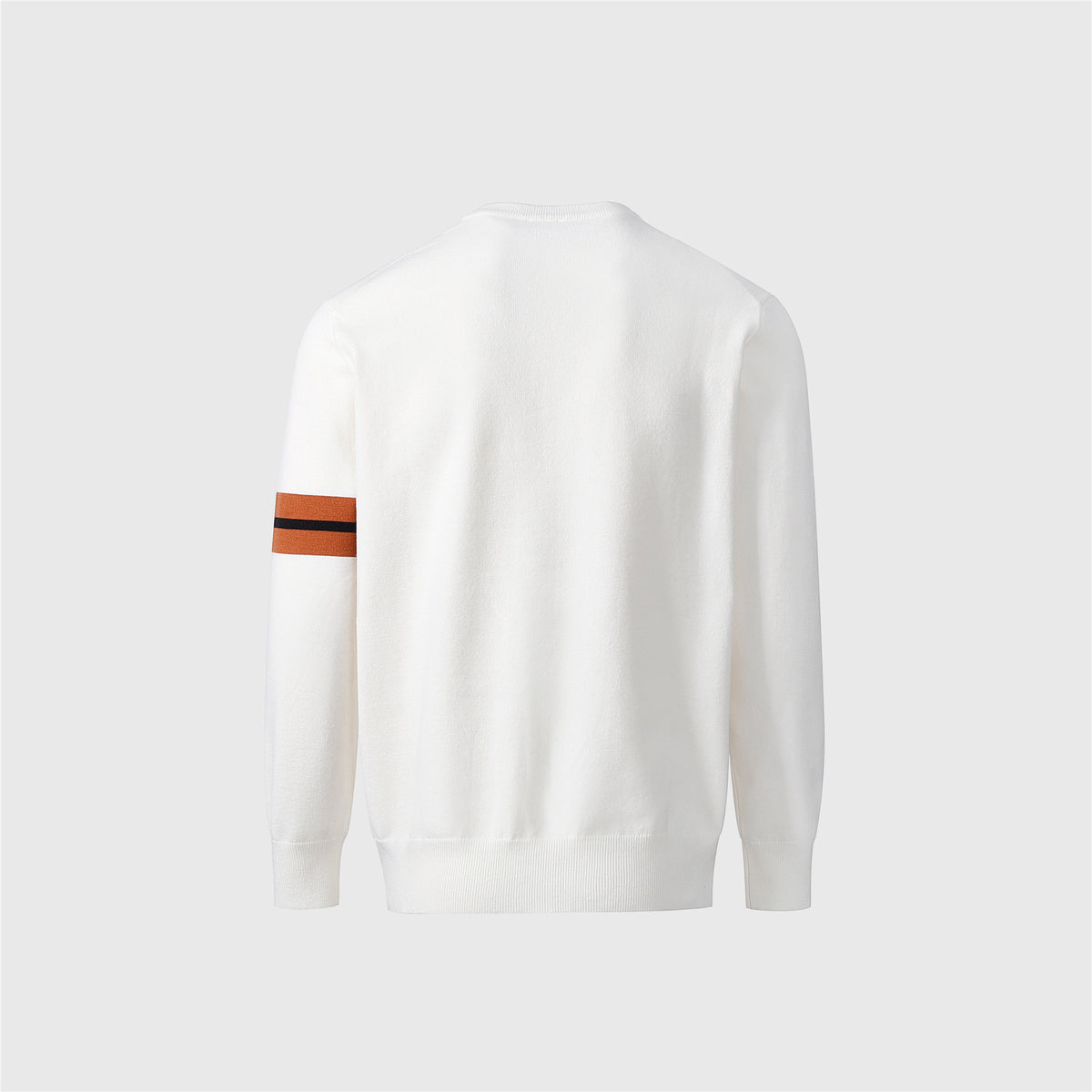 Off White Crew Neck Knit Sweater Orange Striped Sleeve Minimalist Pullover Unisex（副本）
