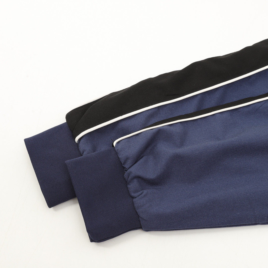 Loewe Navy Color Block Track Jacket Anagram Print Zip Up Coat