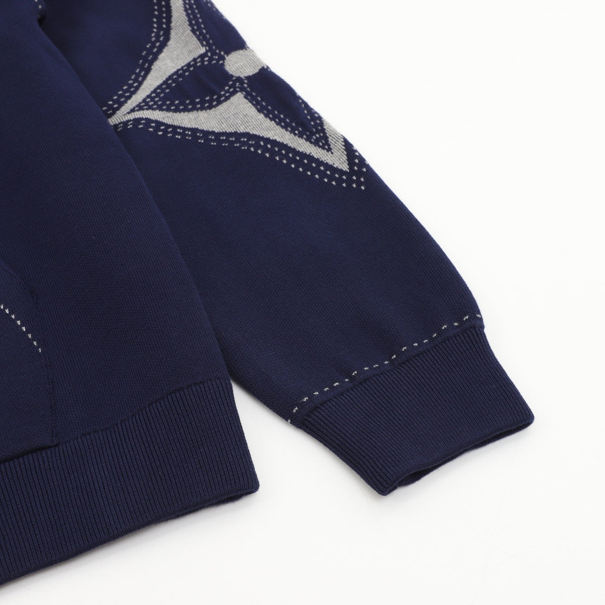 LV Contrast Stitch Embroidery Zip Hoodie Oversized Full Zip Jacket Sweatshirt Navy Unisex Blue（副本）