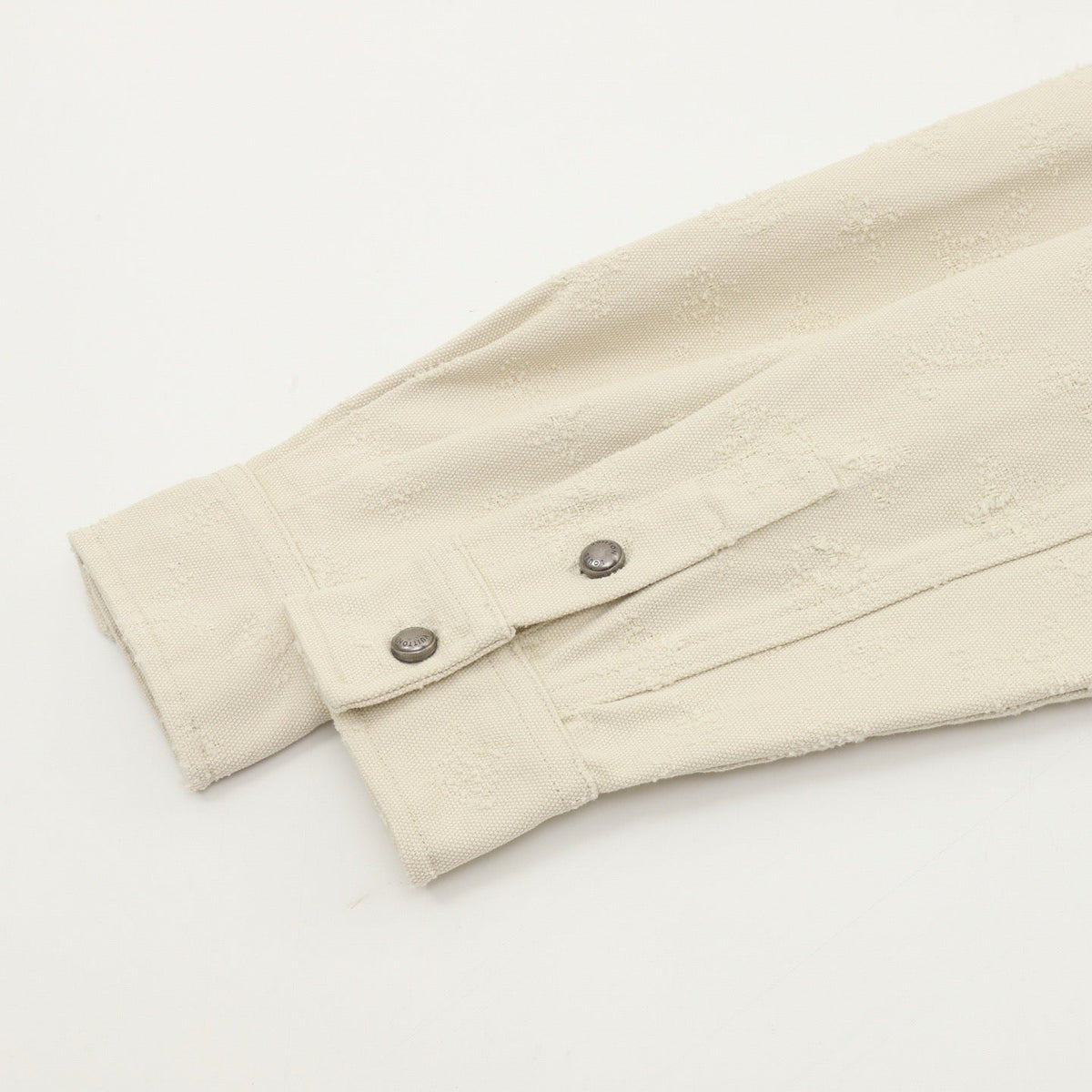 LV Distressed Jacquard Long Sleeve Work Shirt Casual Oversized Shirt Unisex Cream Off White