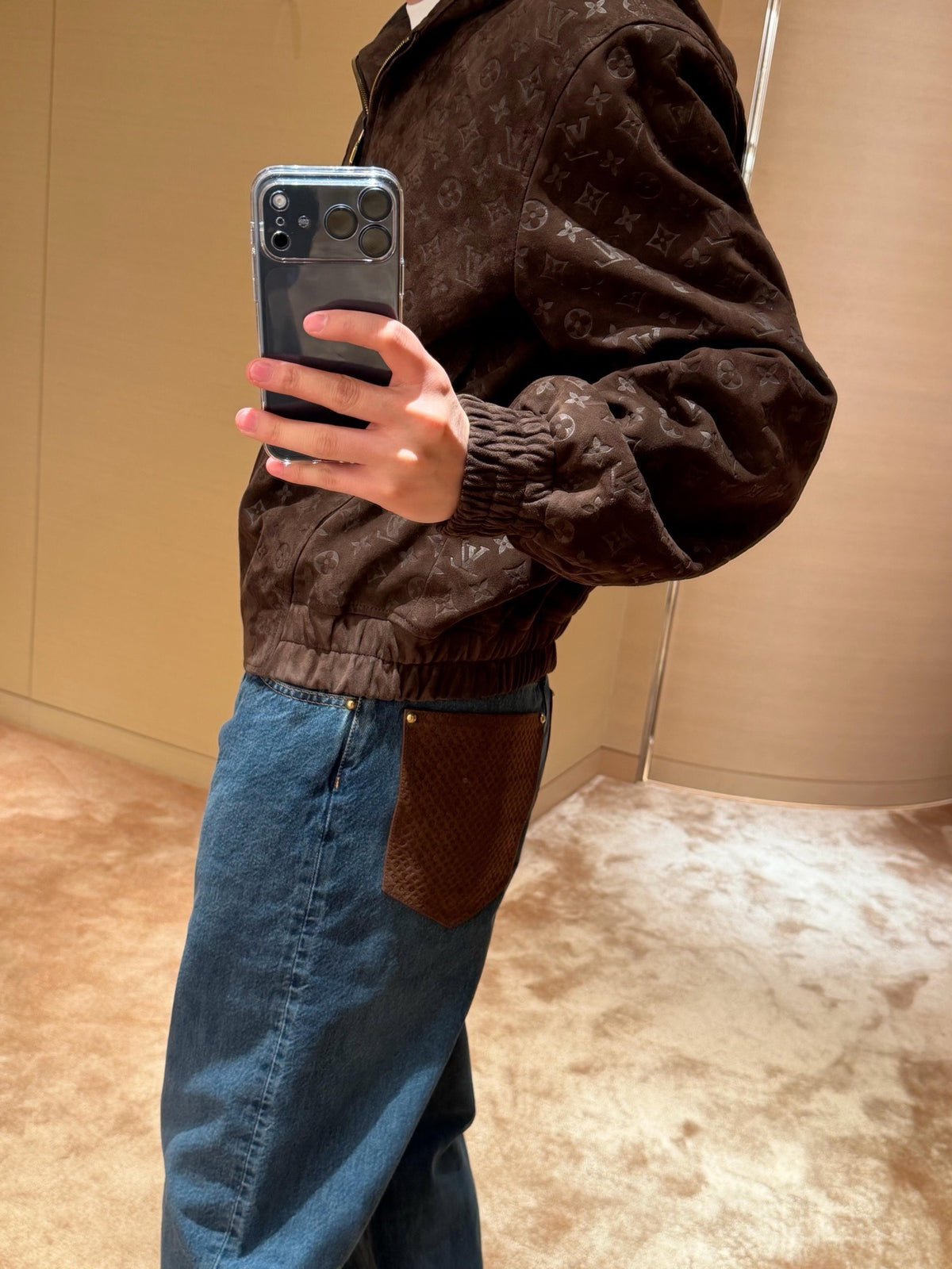 Louis Vuitton Vintage Wash Wide Leg Denim Jeans Men Luxury Straight Denim Pants Dark Vintage Blue