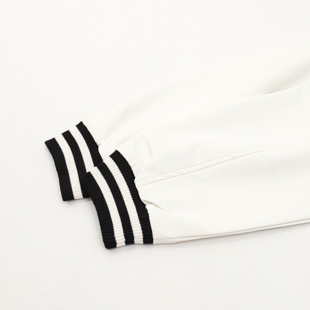 Burberry Black White Color Block Varsity Jacket Unisex