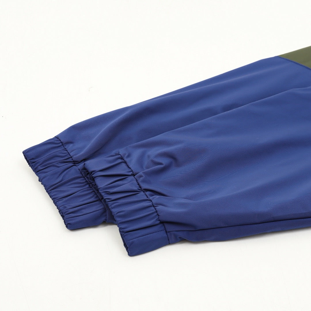 Balenciaga Crest Logo College Track Jacket Unisex Royal Blue with Green & White Stripes