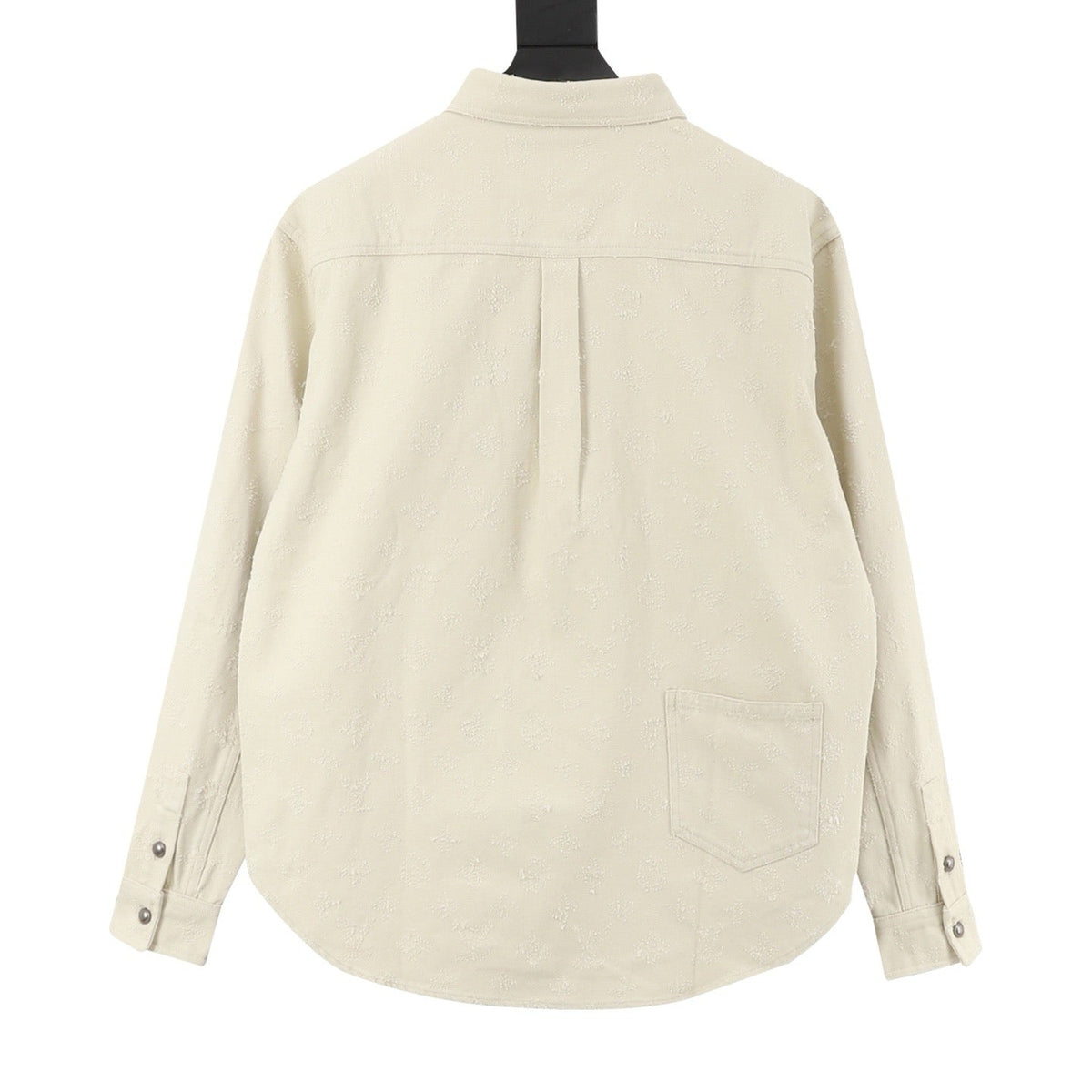 LV Distressed Jacquard Long Sleeve Work Shirt Casual Oversized Shirt Unisex Cream Off White