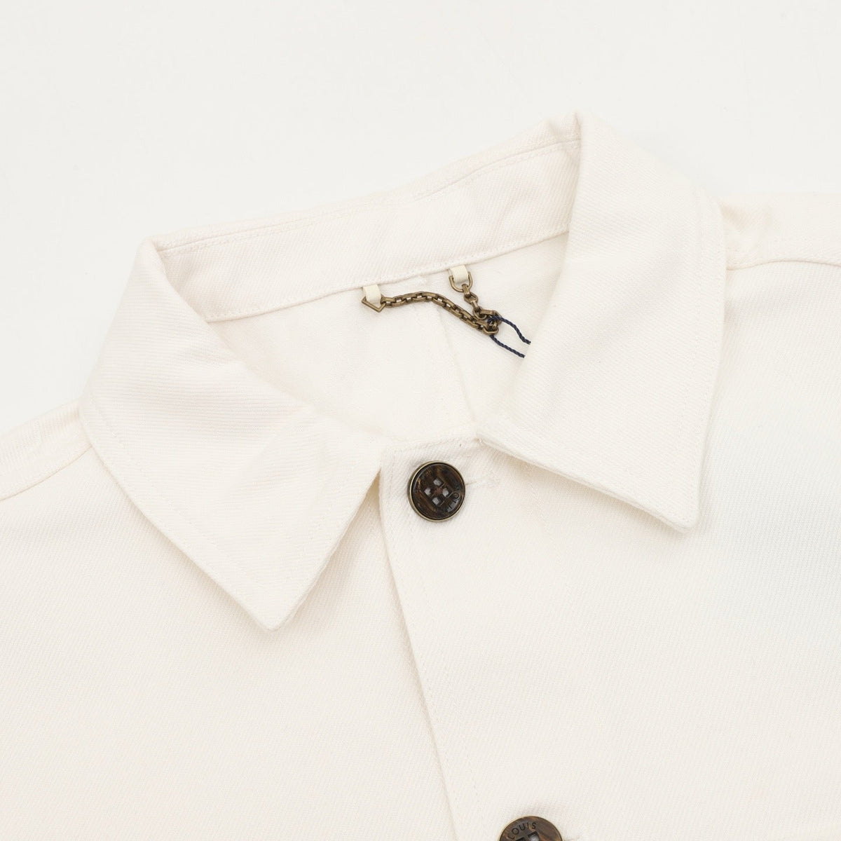 LV Signature Print Three Pocket Work Jacket Premium Cotton Outerwear Unisex Off White