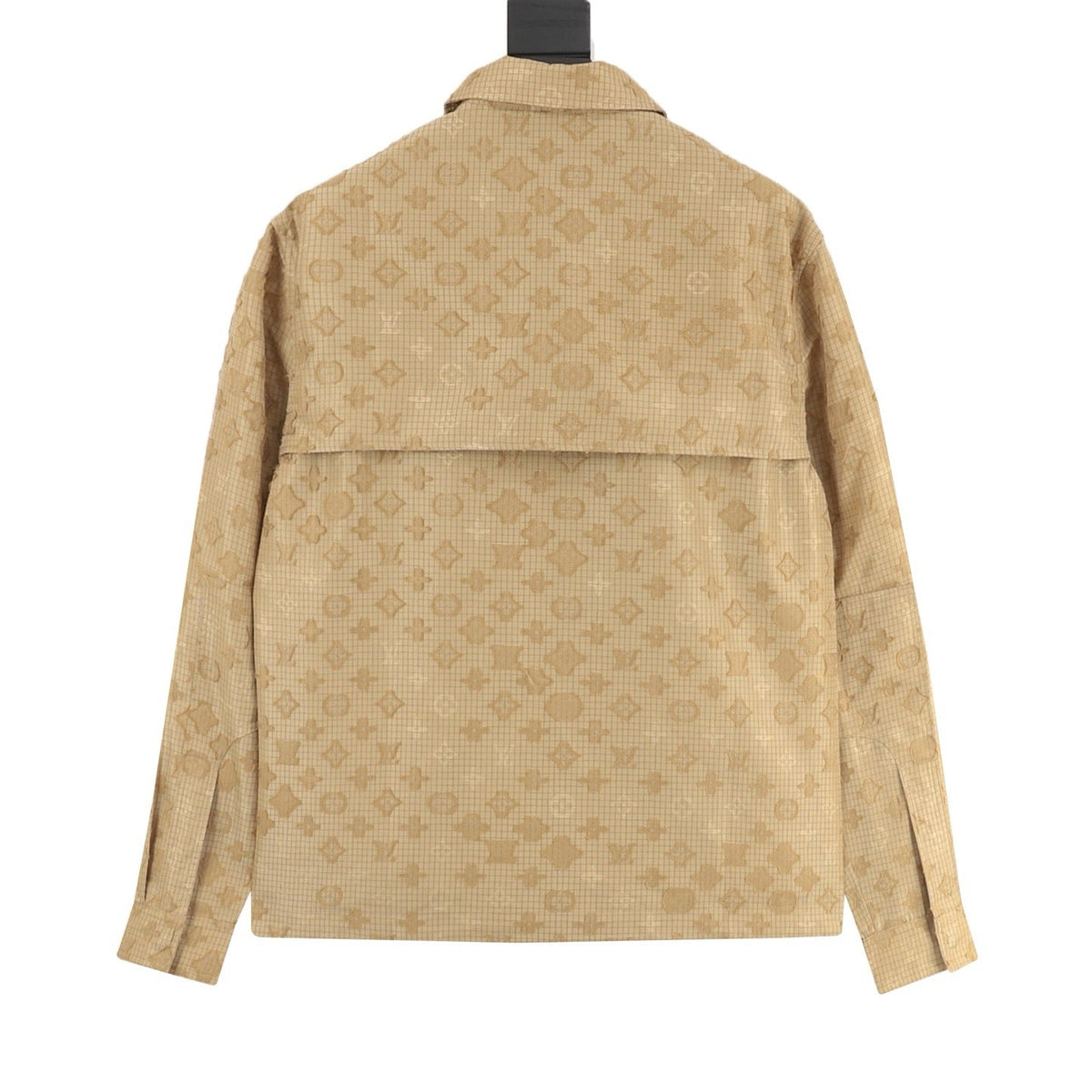 Louis Vuitton Jacquard Monogram Grid Collared Casual Workwear Jacket Unisex Khaki