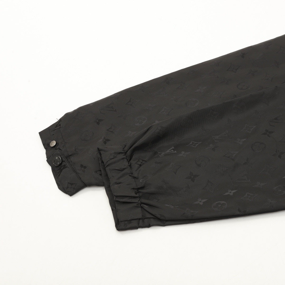 Louis Vuitton Black Monogram Hooded Windbreaker All Over Jacquard LV Jacket