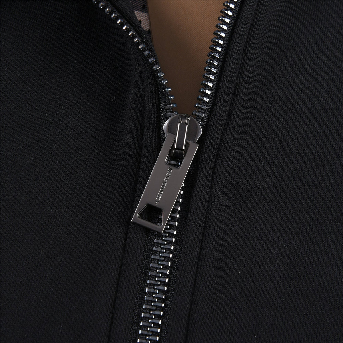Burberry Black Square Logo Label Zip Up Hoodie Check Lined Hood Unisex