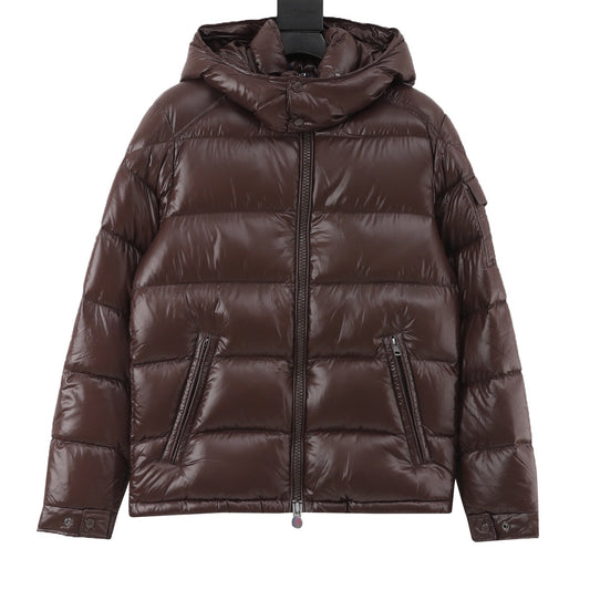 Moncler Maya Hooded Short Down Jacket Luxury Winter Puffer Coat Unisex Dark Brown
