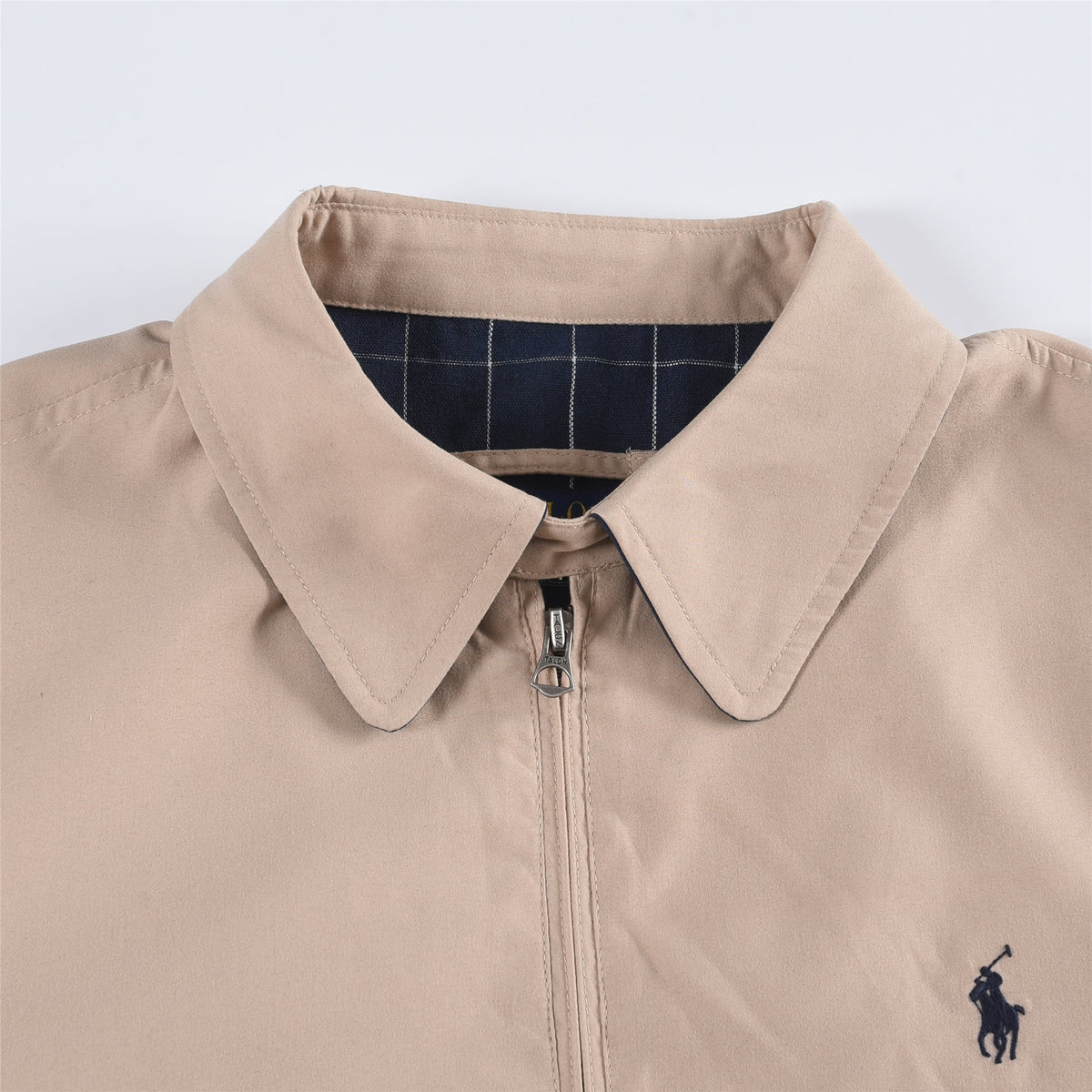 Polo Ralph Lauren Khaki Harrington Jacket Navy Pony Logo Zip Coat