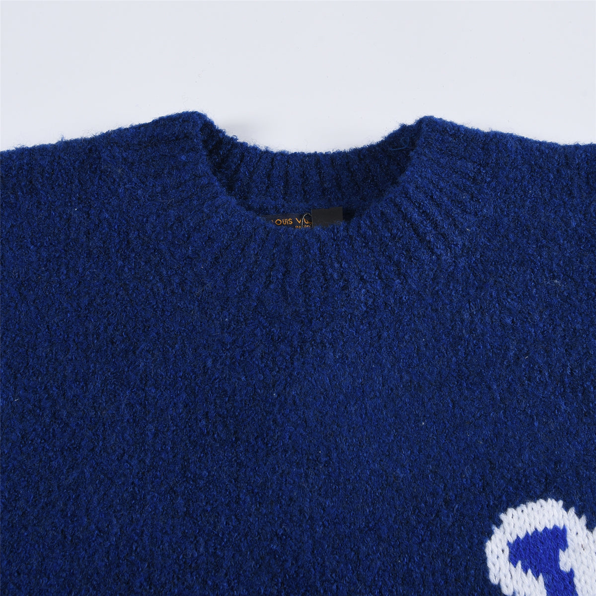 Louis Vuitton LV Logo Crew Neck Knit Sweater –Blue
