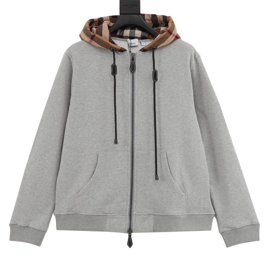 Burberry Vintage Check Hood Lined Full Zip Hoodie