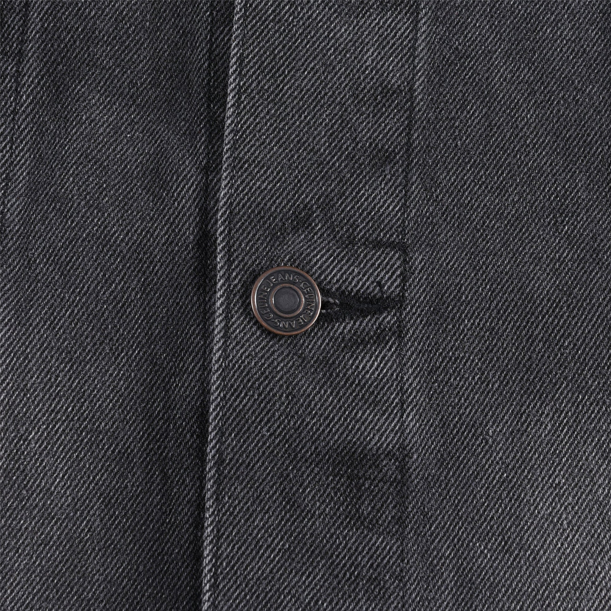 Unisex Black Washed Denim Jacket With Detachable Grey Hood