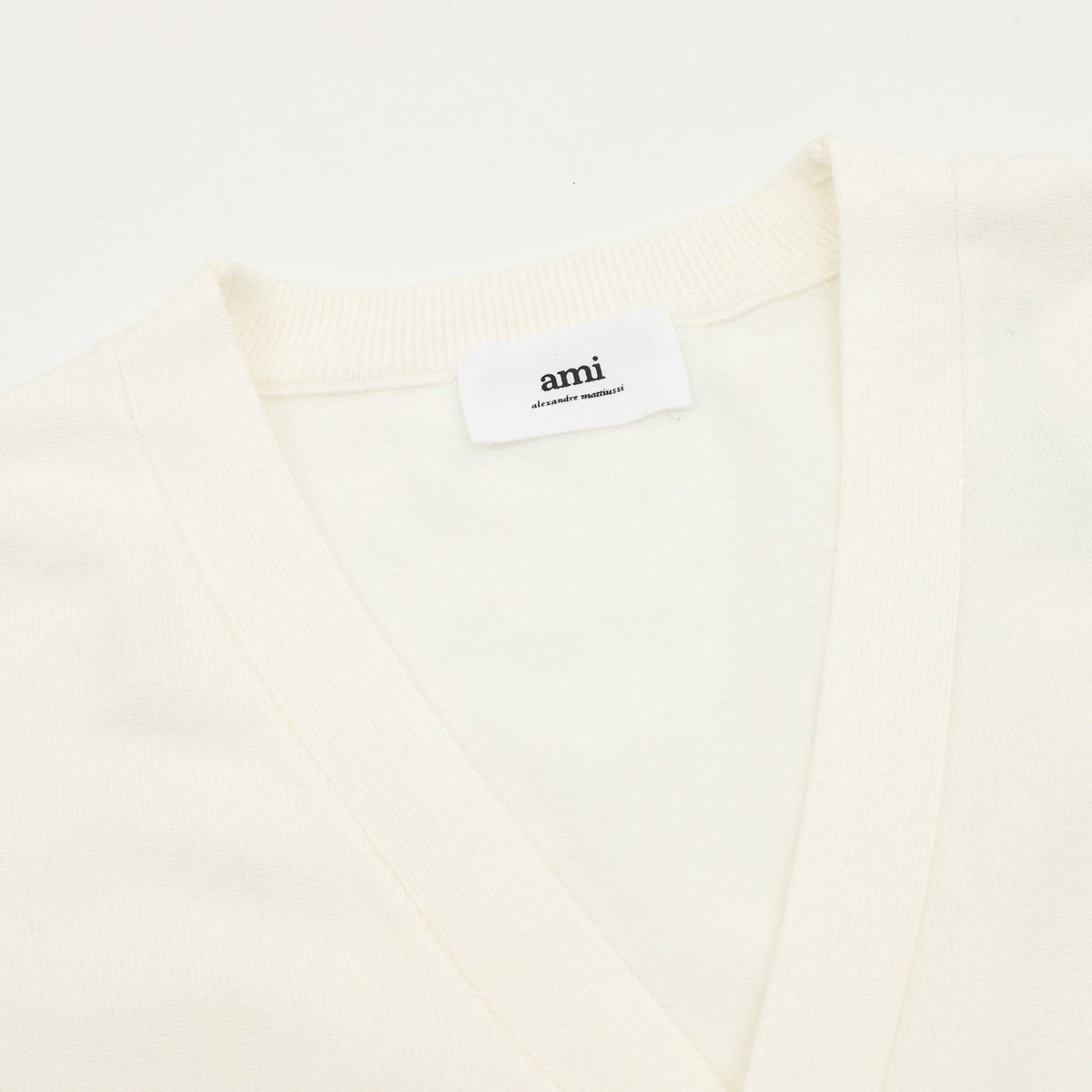 Ami Paris Ami de Coeur V-Neck Knit Cardigan white