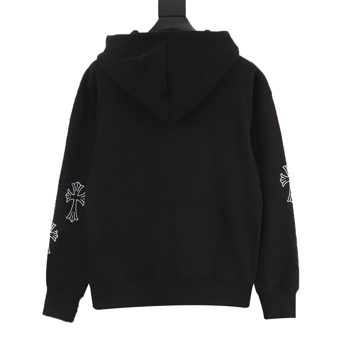 Chrome Hearts Cross Embroidery Hoodie Unisex CH Logo Pullover Sweatshirt Streetwear Black