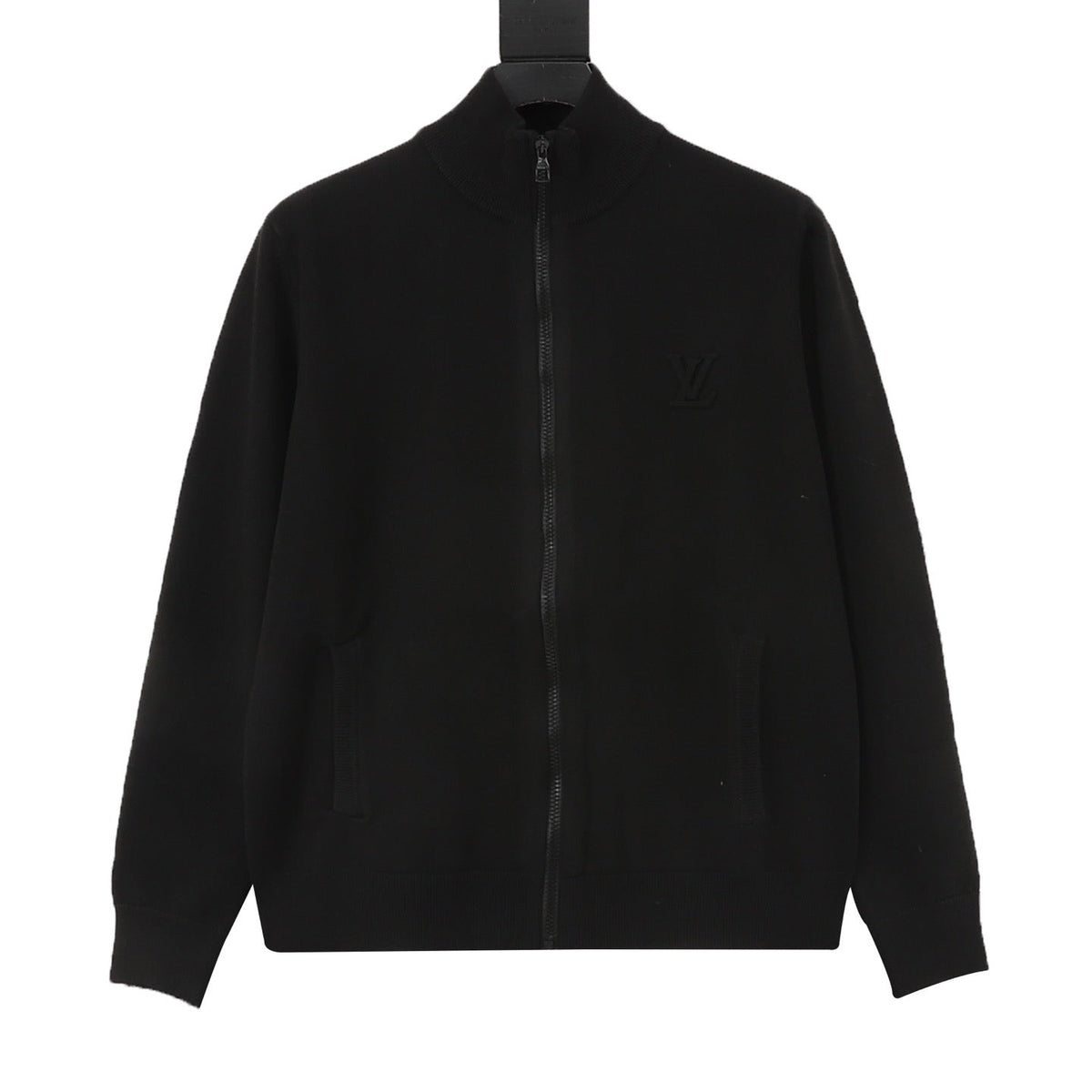 Louis Vuitton Label Patch Turtleneck Knit Sweater Unisex Solid Black Premium Knitwear Solid Black