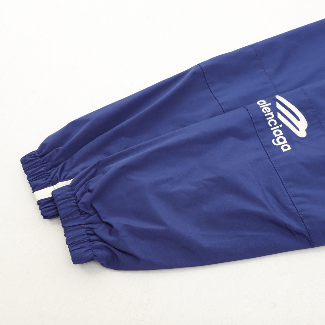 Balenciaga 3B Logo Striped Sport Jacket Full Zip Outerwear Unisex Royal Blue
